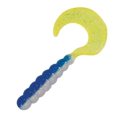 Kalin 2TG10-890 Triple Threat Grub 2", Blue/Silver/Chartreuse Tail	