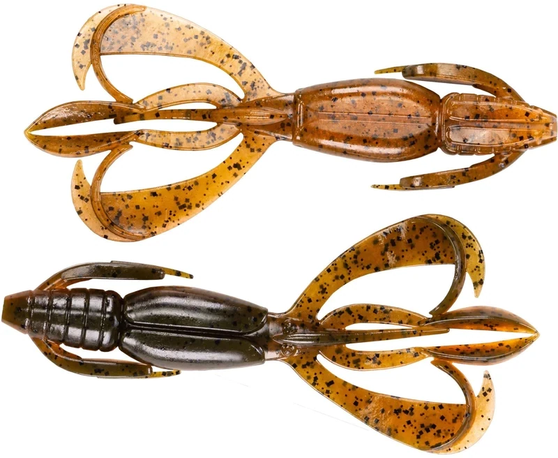 Keitech CF36-438 Crazy Flapper Crawbait, 3.6", Green Pumpkin Fire