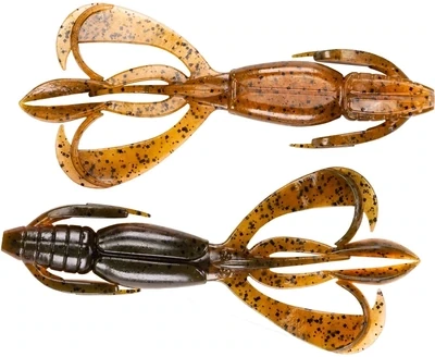 Keitech CF36-438 Crazy Flapper Crawbait, 3.6", Green Pumpkin Fire