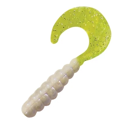 Kalin 2TG10-889 Triple Threat Grub 2", Albino/Chartreuse Tail, 10/Pack