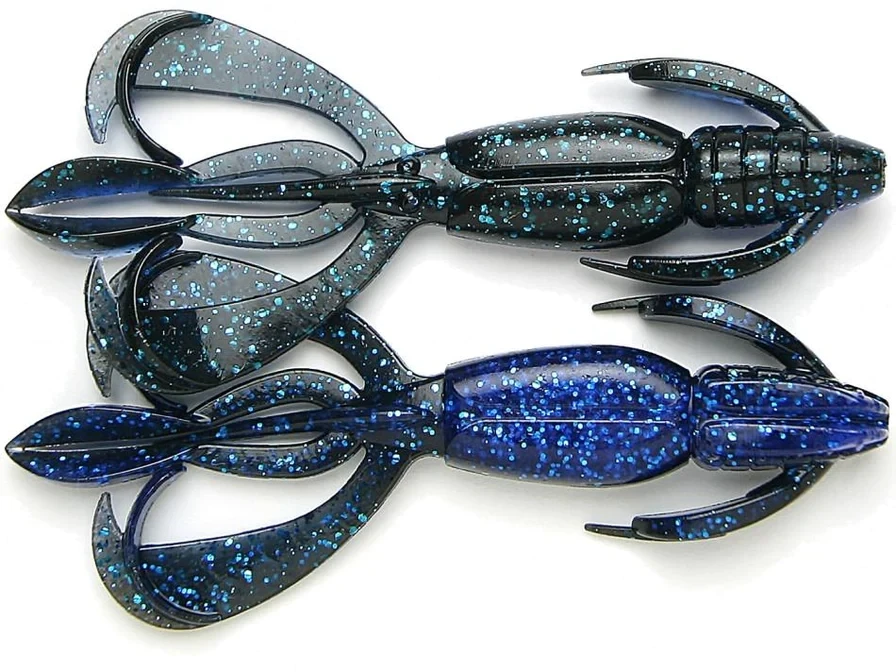 Keitech CF44413 Crazy Flapper Black Blue Flake, 4.4&quot; Twin Tail