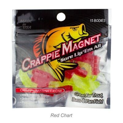 Leland 87275 Crappie Magnet 15 Pc. Body Pack, Red/Chartreuse, 15/Pack