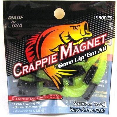 Leland 87230 Crappie Magnet 15 Pc. Body Pack, Green with Red Flake