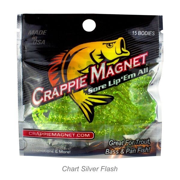 Leland 87262 Crappie Magnet 15 Pc. Body Pack, Chartreuse/Silver Flash