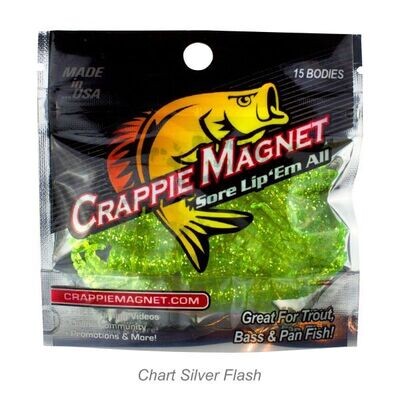 Leland 87262 Crappie Magnet 15 Pc. Body Pack, Chartreuse/Silver Flash