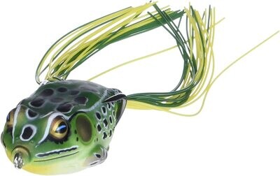LiveTarget Frog Hollow Body Topwater Lure, 2 5/8", 2/0 Hook, 3/4 oz, Green/Yellow, Floating