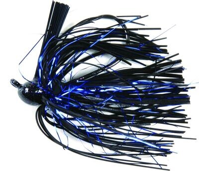 Lunker Lure Rattle Flip Jig, 1/2 oz, Black Blue Flash Skirt