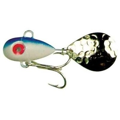 Manns Little George Sinking Tailspinner Jig, 1/2 oz, White/Blue Holographic, Sinking