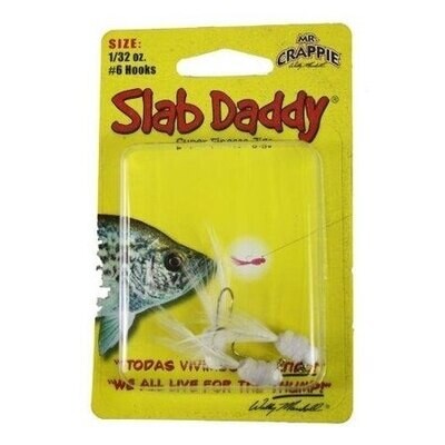 Mr Crappie SD3D-701 Slab Daddy Jig 1/8 oz, White, 3/Pack