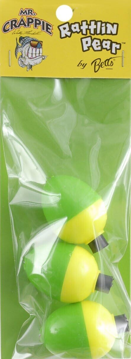 Mr. Crappie RP3P-3YG Rattlin Pear Floats 1" Yellow/Green 3Pk