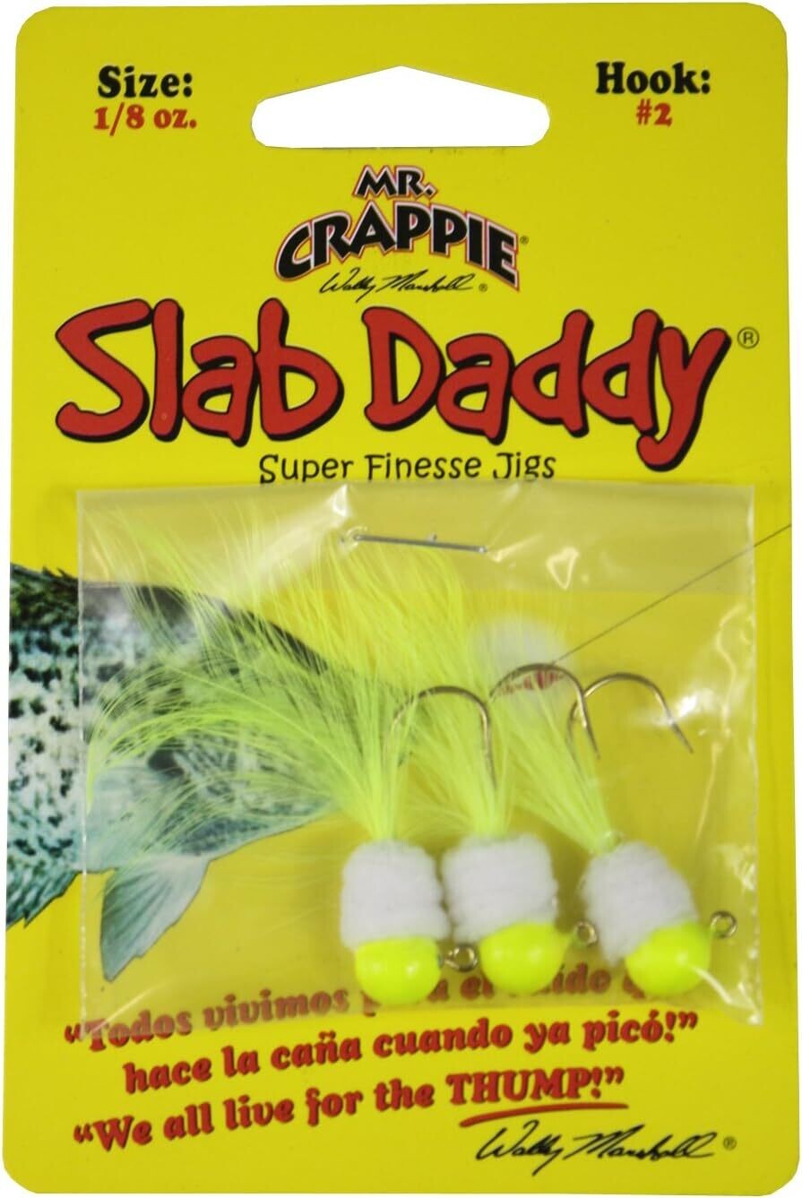 Mr. Crappie SD2D-733 Slab Daddy Jig 1/16 oz, Chartreuse/White Perch