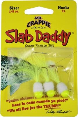 Mr. Crappie SD2D-733 Slab Daddy Jig 1/16 oz, Chartreuse/White Perch