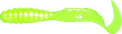 Mr Twister TTSF20-10S Teenie Tail 2" Chartreuse/Silver Flk 20Pk