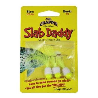 Mr. Crappie SD3D-733 Slab Daddy Jig 1/8 oz, Chartreuse/White Perch