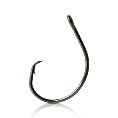 Mustad Ultrapoint Demon Tuna Perfect Circle Hook, Size 8/0, Needle Point, Wide Gap, Light Wire, Ringed Eye, Black Nickel, 6 per Pack