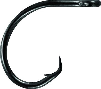 Mustad UltraPoint Demon Tuna Perfect Circle Hook, Size 1/0, Needle Point, Wide Gap, Light Wire, Ringed Eye, Black Nickel, 25 per Pack