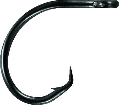 Mustad UltraPoint Demon Tuna Perfect Circle Hook, Size 7/0, Needle Point, Wide Gap, Light Wire, Ringed Eye, Black Nickel, 25 per Pack