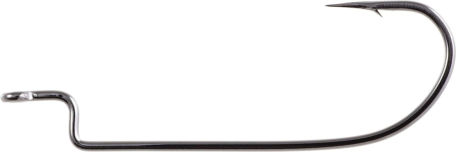 Owner All Purpose Worm Hook, Size 3/0, Needle Point, Round Bend, 1X Strong, Black Chrome, 4 per Pack (118120)