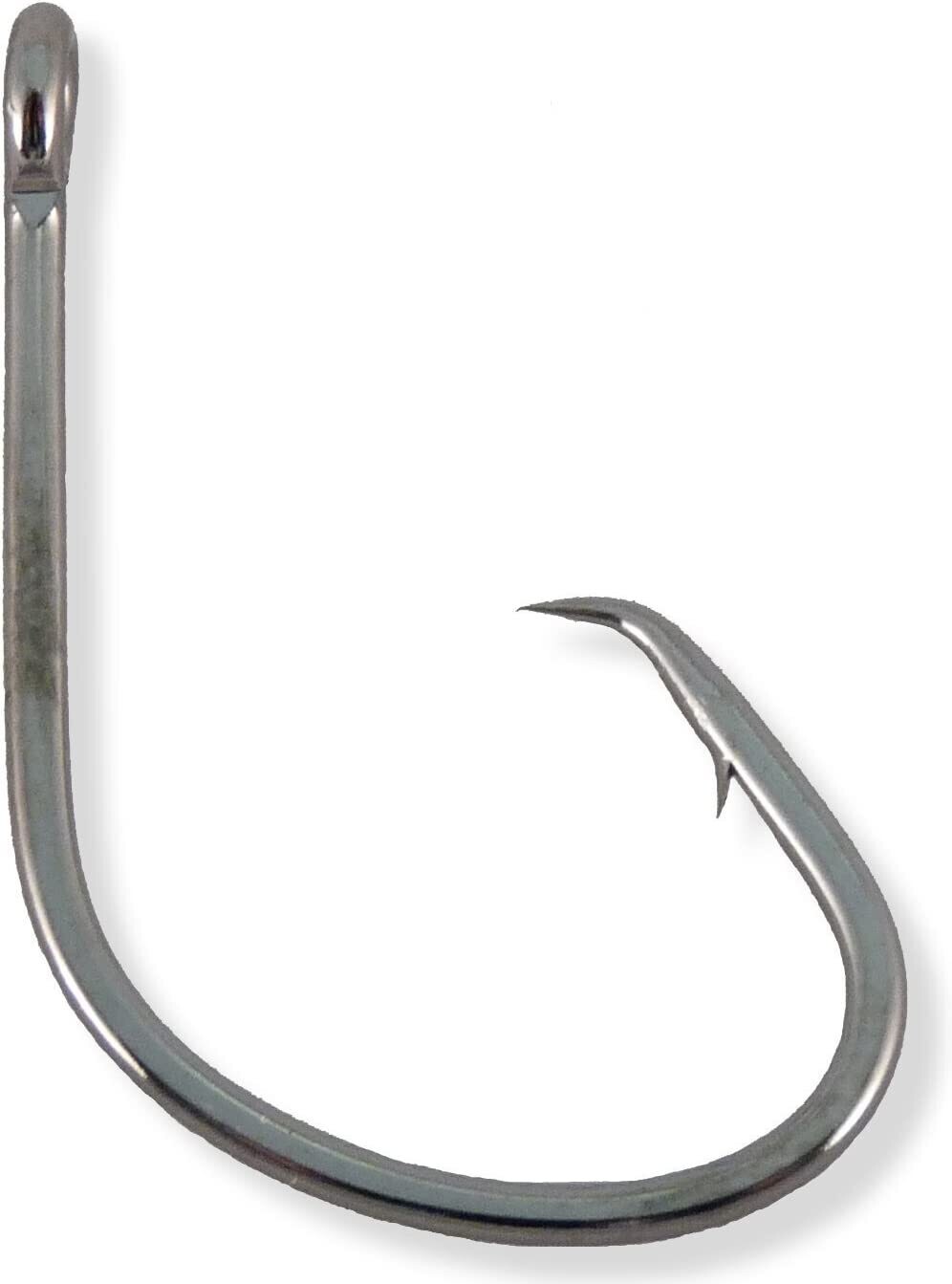 Owner Tournament Mutu Light Circle Hook, Size 1, Hangnail Point, Light Wire, Non-Offset, Black Chrome, 8 per Pack