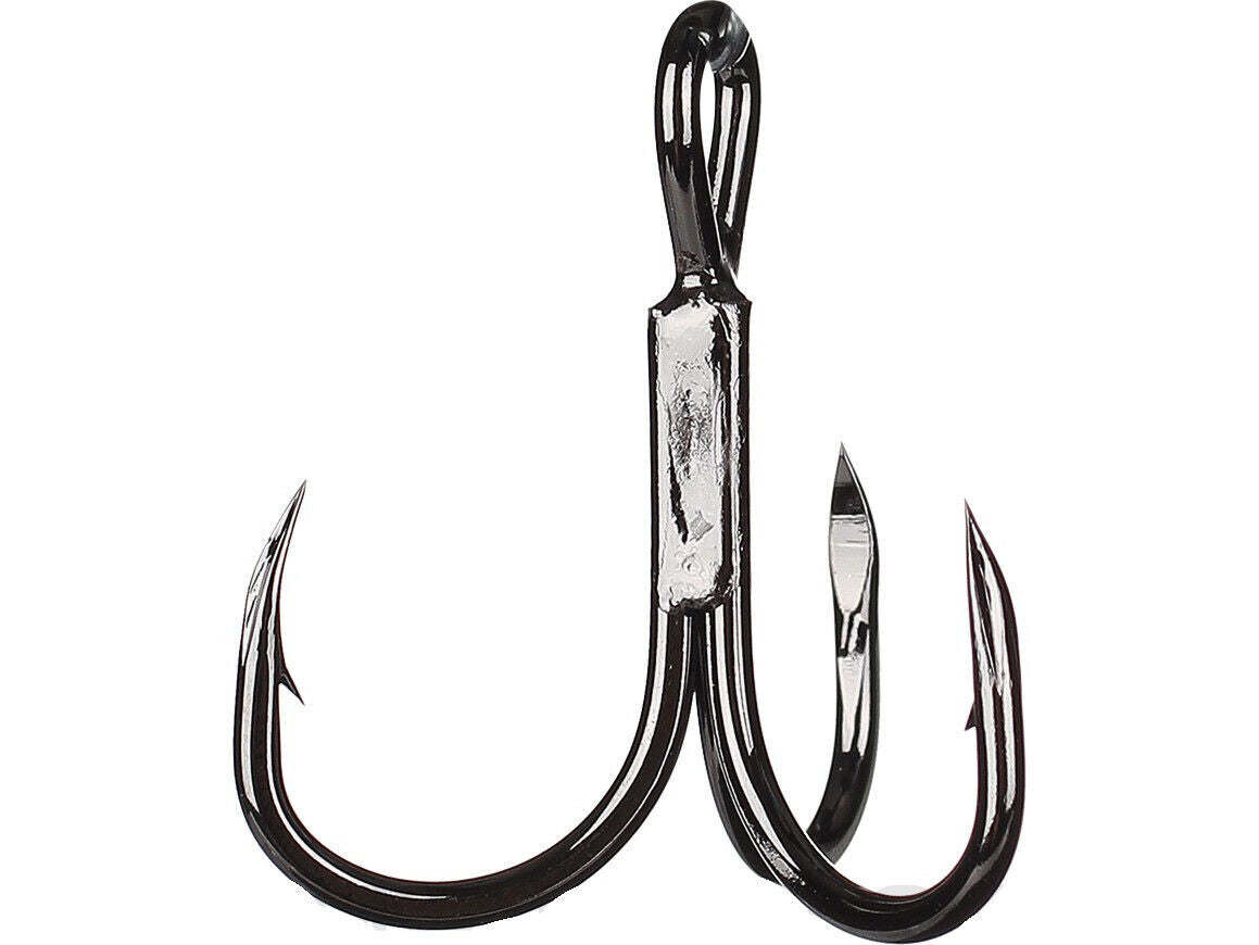 Owner Stinger-36 Treble Hook, Size 1/0, Needle Point, Round Bend/Wide Gap, Black Chrome, 5 per Pack