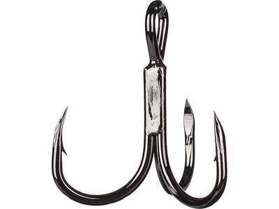 Owner Stinger-36 Treble Hook, Size 3/0, Needle Point, Round Bend/Wide Gap, Black Chrome, 5 per Pack