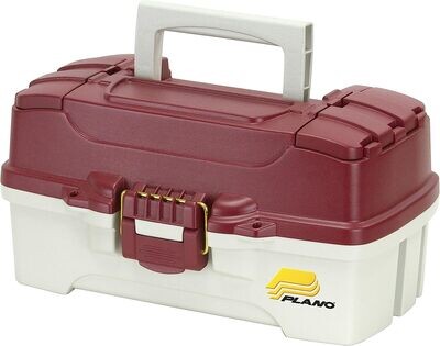 Plano 620106 1 Tray Tackle Box w/Dual Top Access Red Met/Off White