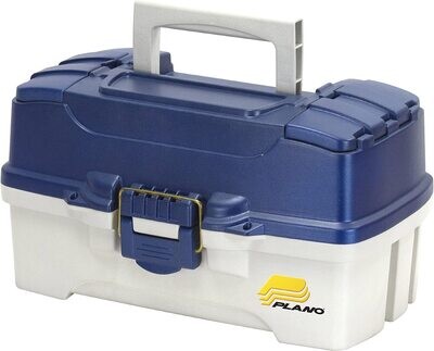 Plano 620206 2 Tray Tackle Box w/Dual Top Access Blue Met/Off White