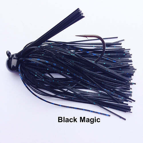 Queen Tungsten Football Jig 1 oz -  Black Magic (Black with blue &amp; green flake)