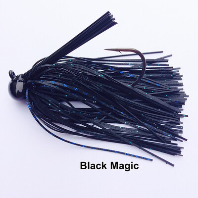 Queen Tungsten Football Jig 3/4 oz -  Black Magic (Black with blue &amp; green flake)