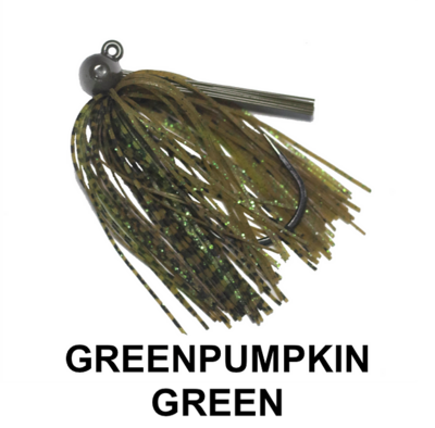 Queen Tungsten Hammerhead Jig 3/4 oz - Green Pumpkin Green (Grnpkn with green flake)