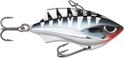 Rapala RVB06ACHT Rap-V Blade 6, 2-1/2&quot;, 1/2 Oz, #4 and #6 Hooks, Albino Chrome Tiger