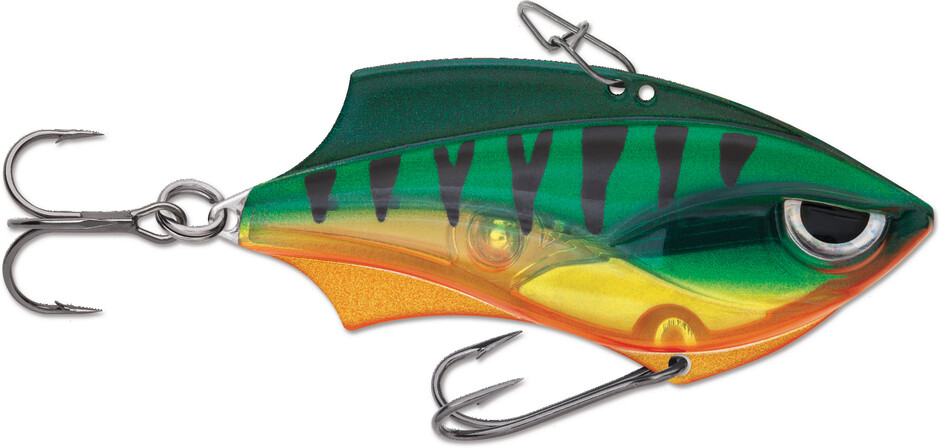 Rapala RVB06FT Rap-V Blade 6, 2-1/2&quot;, 1/2 Oz, #4 and #6 Hooks, Firetiger