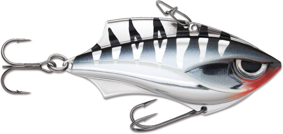 Rapala RVB06CRT Rap-V Blade 6, 2-1/2&quot;, 1/2 Oz, #4 and #6 Hooks, Chrome Tiger