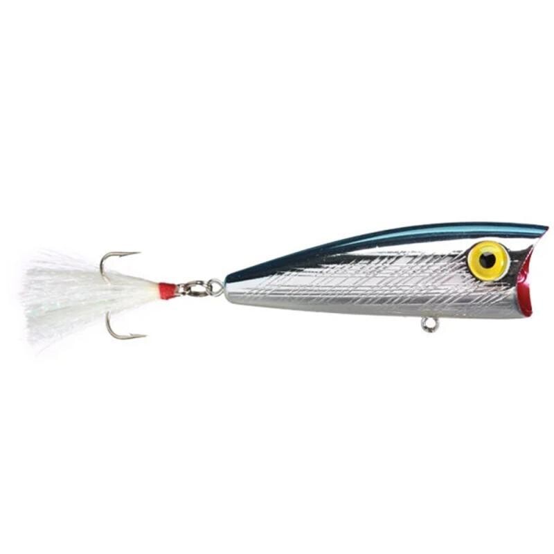 Rebel P6003 Pop-R Topwater Bait, 2 1/2", 1/4 oz, Silver/Blue, Floating