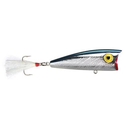 Rebel P6003 Pop-R Topwater Bait, 2 1/2", 1/4 oz, Silver/Blue, Floating