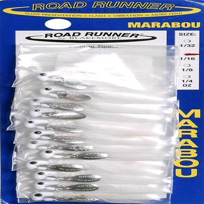 Road Runner 1002-001 Marabou 1/16oz Wht Strip Cd