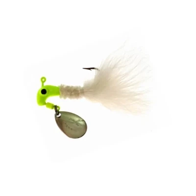 Road Runner 151-001 Jig Head w/Spinner, 1/32 oz, White, 4/Pack