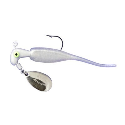 Road Runner 153-001 Jig Head w/Spinner, 1/8 oz, White, 4/Pack