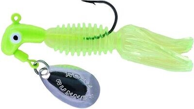 Road Runner 1803-062 Crappie Thunder Jig w/Spinner, 1/8 oz, Chartreuse/Sparkle