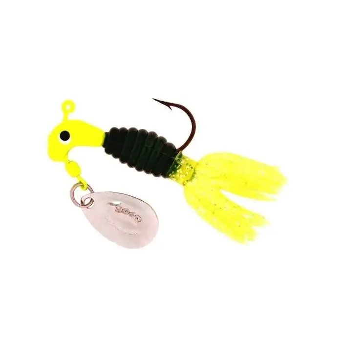 Road Runner Crappie Thunder Jig w/Spinner, 1/8 oz, Chartreuse/Black/Chartreuse