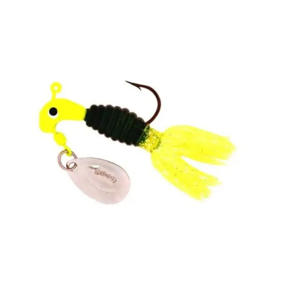 Road Runner Crappie Thunder Jig w/Spinner, 1/8 oz, Chartreuse/Black/Chartreuse
