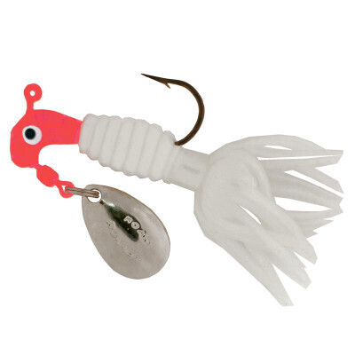 Road Runner Crappie Thunder Jig w/Spinner, 1/8 oz, White/Red/White