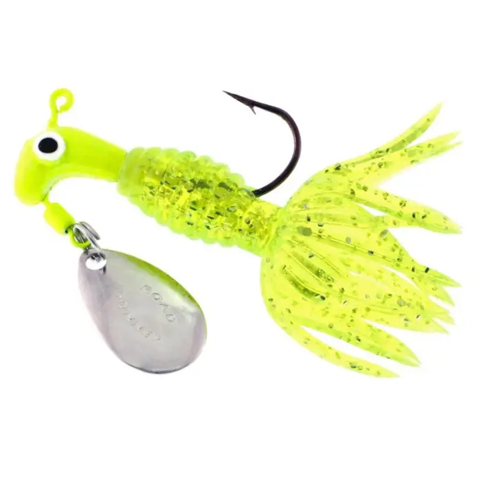 Road Runner Crappie Thunder Jig w/Spinner, 1/8 oz, Chartreuse/Green/Chartreuse