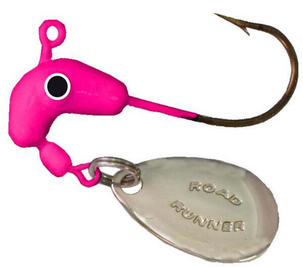 Road Runner Jig Head w/Spinner, 1/8 oz, Pink, 4/Pack
