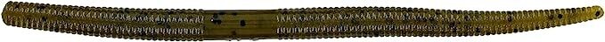 Roboworm N5-FFFB Ned Worm 5", Green Pumpkin Black Flake, 6/Pack