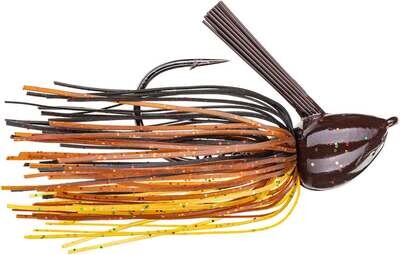 Strike King HackAttack Fluorocarbon Flipping Jig 3/4 oz Black Brown Amber