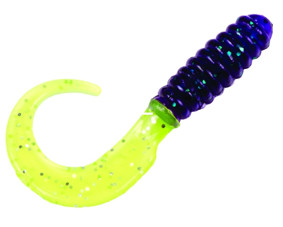 Strike King MRCG2-188 Mr. Crappie Grub, 2", Junebug Chartreuse,15pk