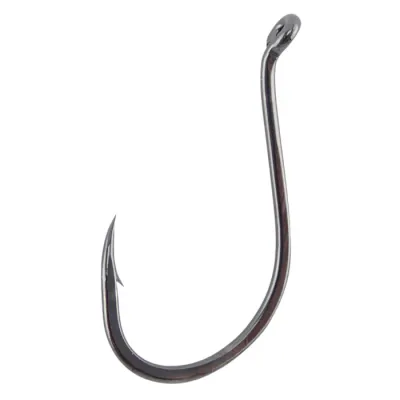 Gamakatsu 208411 Octopus Circle Hook, Size 1/0, Needle Point, Offset, Ringed Eye, NS Black, 6 per Pack