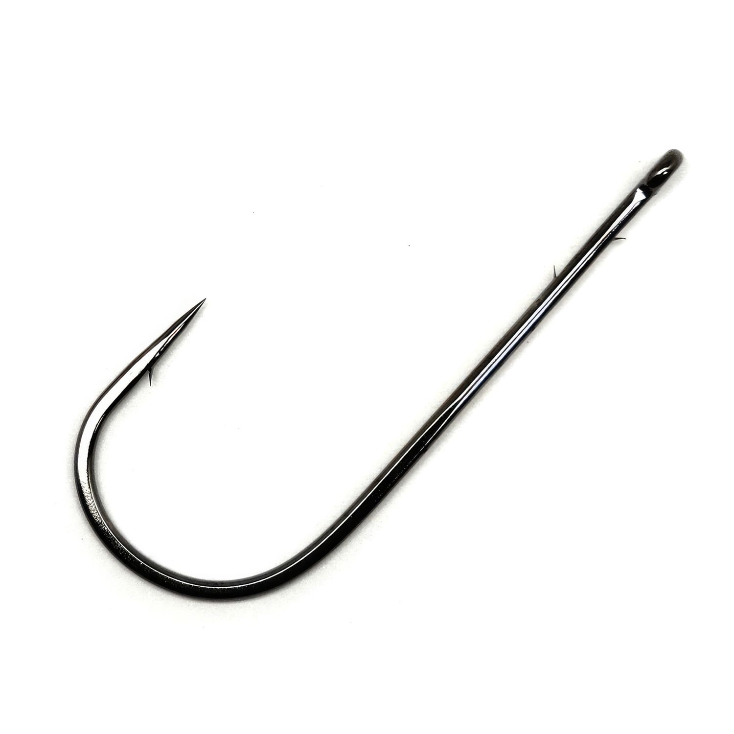 Gamakatsu Worm Hook, Size 3/0, Needle Point, Round Bend, Offset, Ringed Eye, NS Black, 25 per Pack