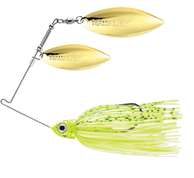 Terminator PSS12CC115GG Pro Series Spinnerbait, 1/2oz, Double Colorado, Gold &amp; Gold, Dirty Chartreuse Shad, 1 Pk